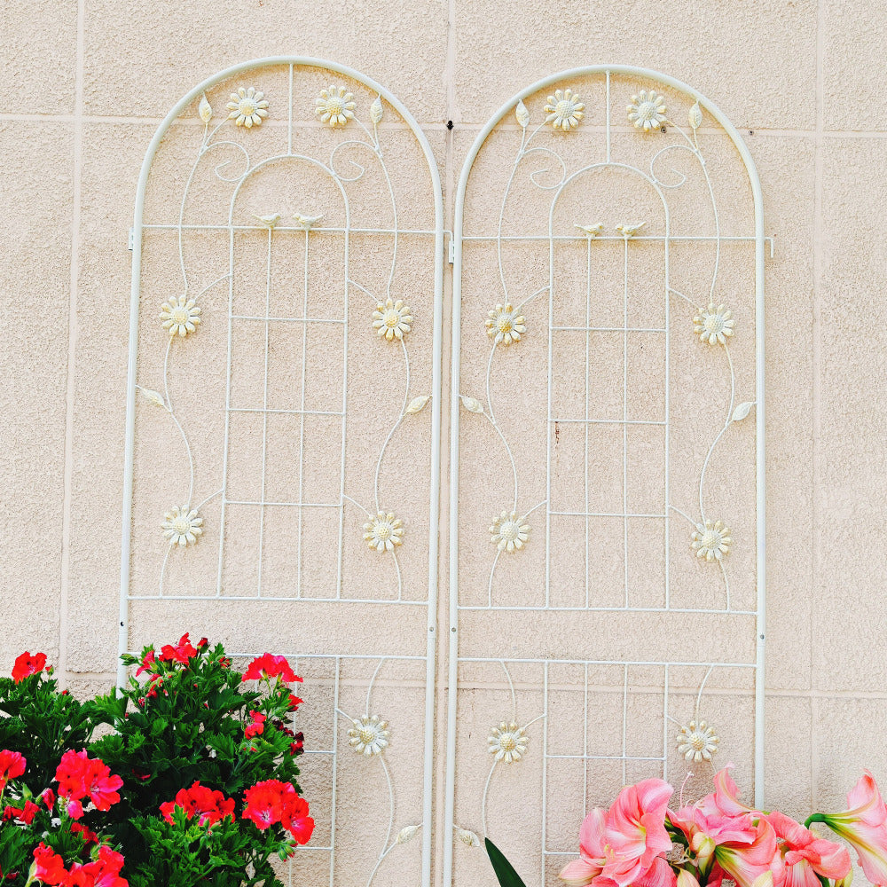 4 Pack Metal Garden Trellis 71" x 19.7" Rustproof Trellis for Climbing Plants Outdoor Flower Support Cream White