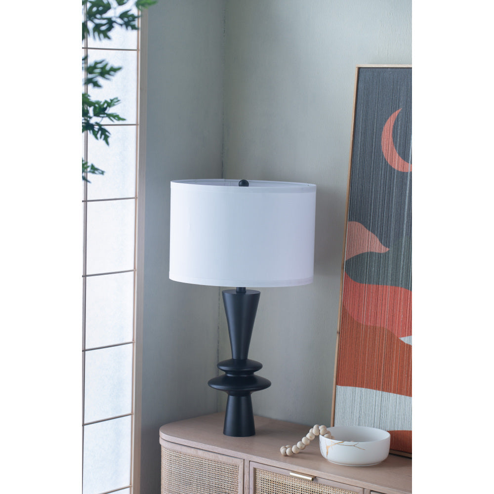 D18x31" Round Aluminum Sheet Gold Table Lamp with White Fabric Shade(Lamp Shade Assembly Required)