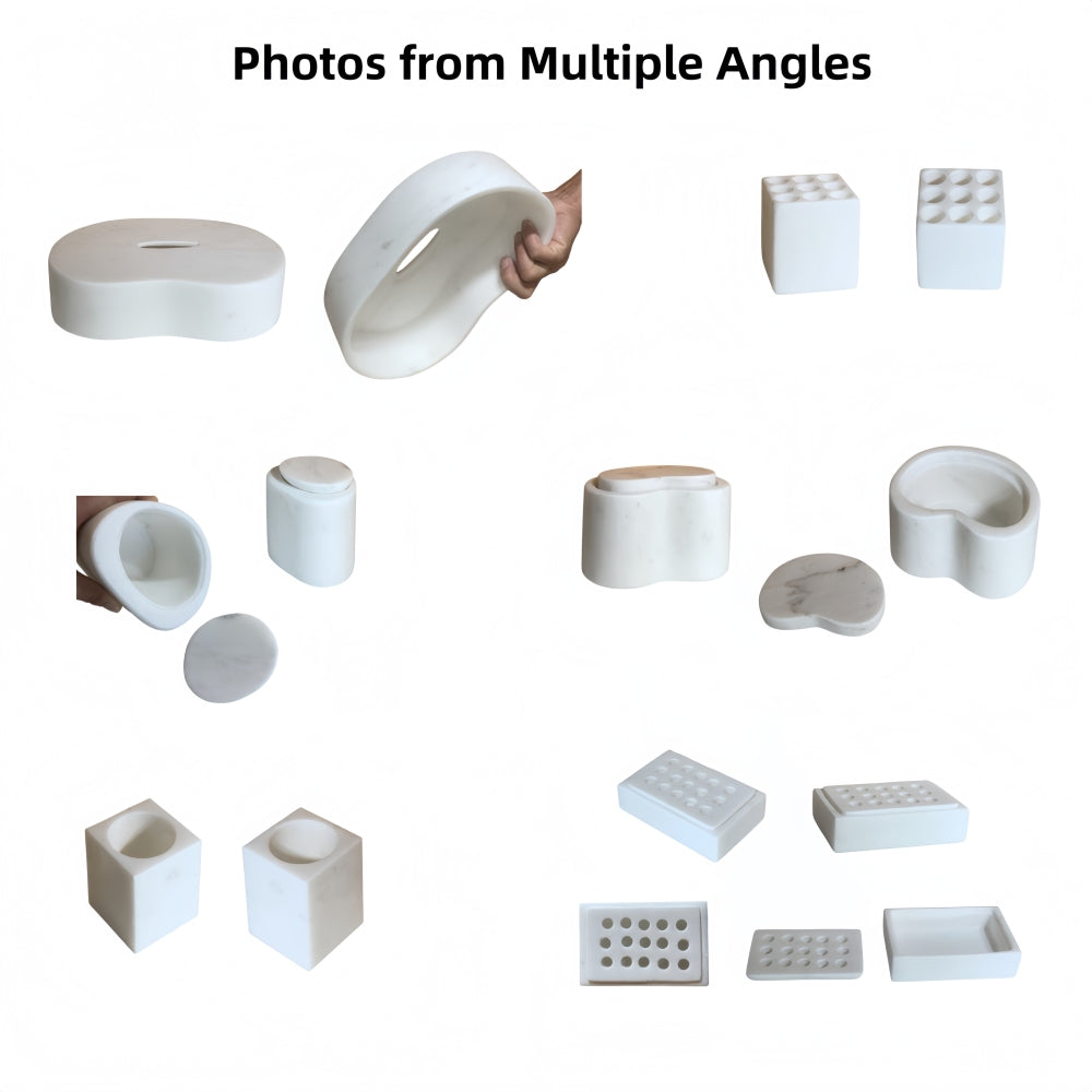 White natural marble bathroom accessories set, natural stone, genuine marble, real marble