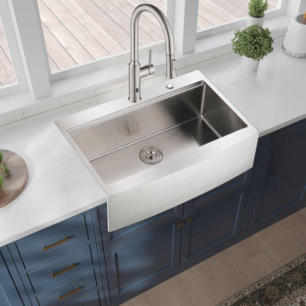33x22x10"Farmhouse Apron Single Bowl Stainless Steel Kitchen Sink with Workstation