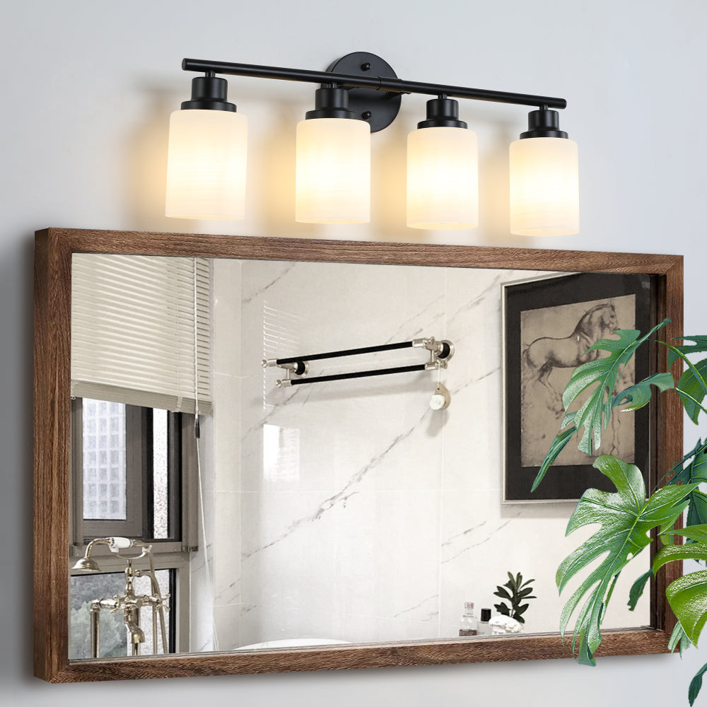 39" Modern 6-Light Vanity Wall Sconce, Golden Finish with Frosted Glass Shades for Bathroom or Hallway Lighting (No Bulbs)