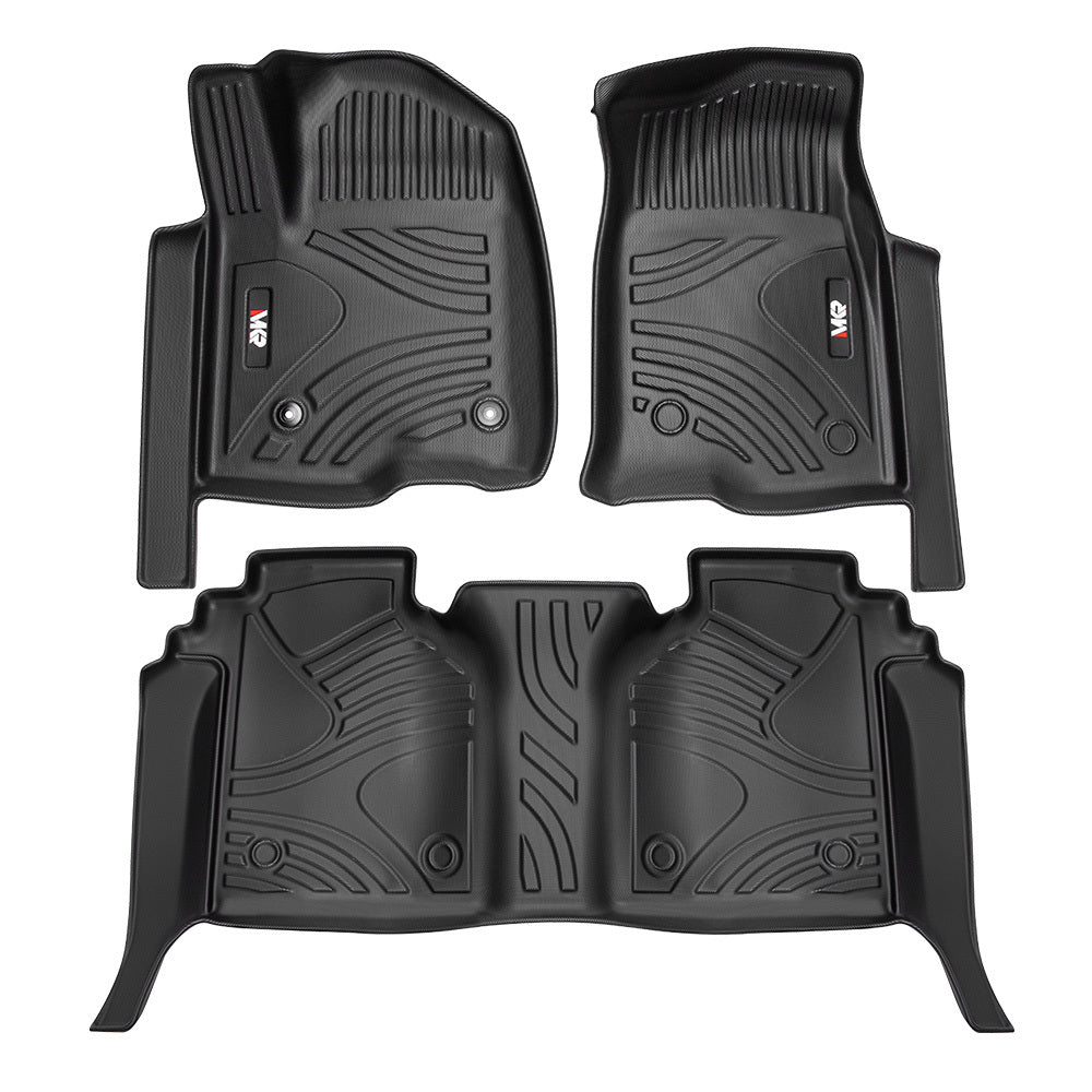 All Weather Floor Mats for Chevy Silverado GMC Sierra 1500 2019-2025, 2020-2025 SLV/SRA 2500 3500 HD Crew Cab (with Rear Under-Seat Storage)