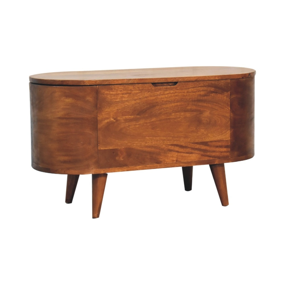 Solid Wood Chestnut Rounded Lid up Blanket Box, Storage Box