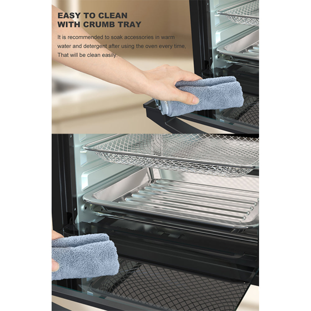 12.5 Quart 7-in-1 Convection Toaster Oven, 1500W, 5 Pre-set Menus, Roast, Bake, Grill, Broil, Toast, Dehydrate, Defrost, Stainless Steel, Black