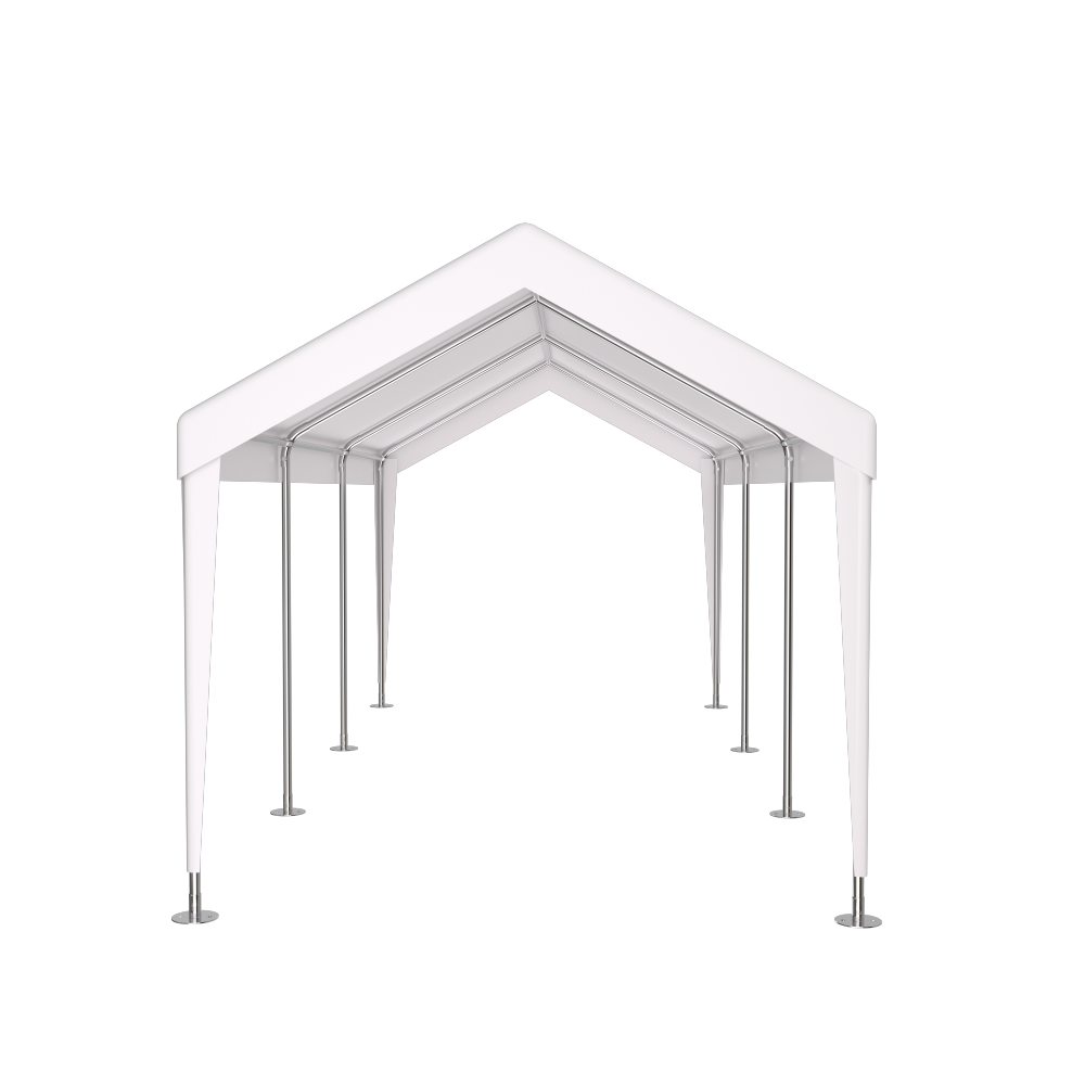 Carport 12' x 20' Portable Garage, Heavy Duty Car Port Canopy with 2 Roll-up Doors & 4 Ventilated Windows for Car, Truck, Boat, Garden Tools,white