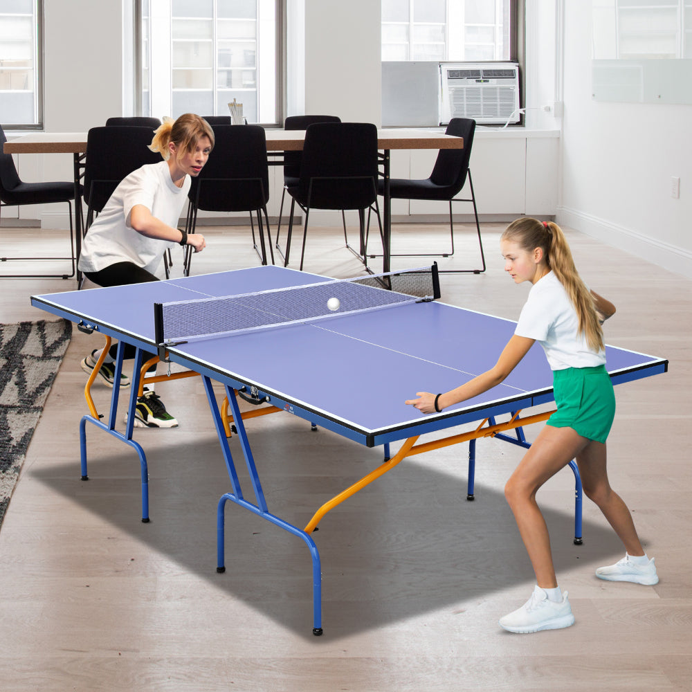 DOUBLE FISH Table Tennis Table, 8×4 Ft Foldable & Portable Ping Pong Table Set With 2 Table Tennis Paddles, 3 Balls And Net For Indoor Outdoor Use