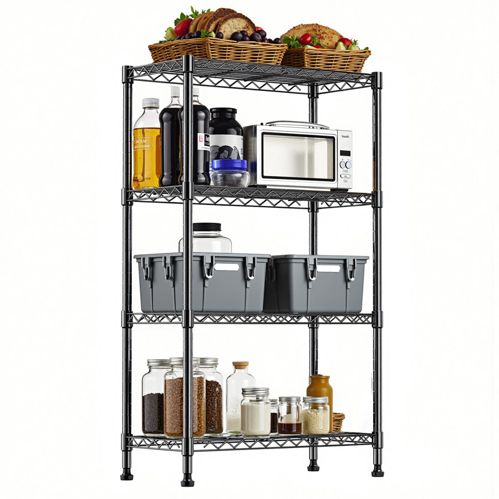 Steel Storage Shelving 6-Tier Utility Shelving Unit with Wheels, Steel Organizer Wire Rack for Home,Kitchen,Office,Garage,17.7" D x 47.2" W x 76.7" H-Chrome