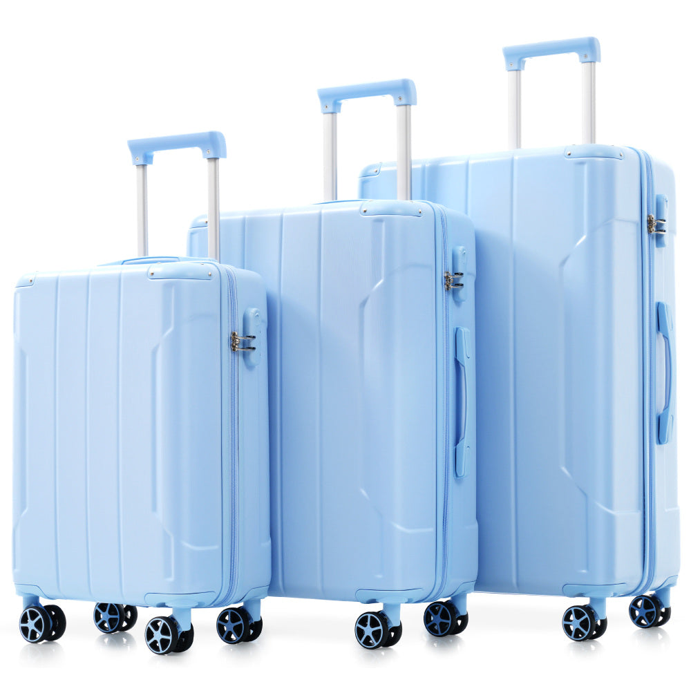 Luggage Sets 3 Piece, Hard shell ABS Lightweight Durable Suitcases with Double Spinner Wheels 20/24/28 Inch (Green)