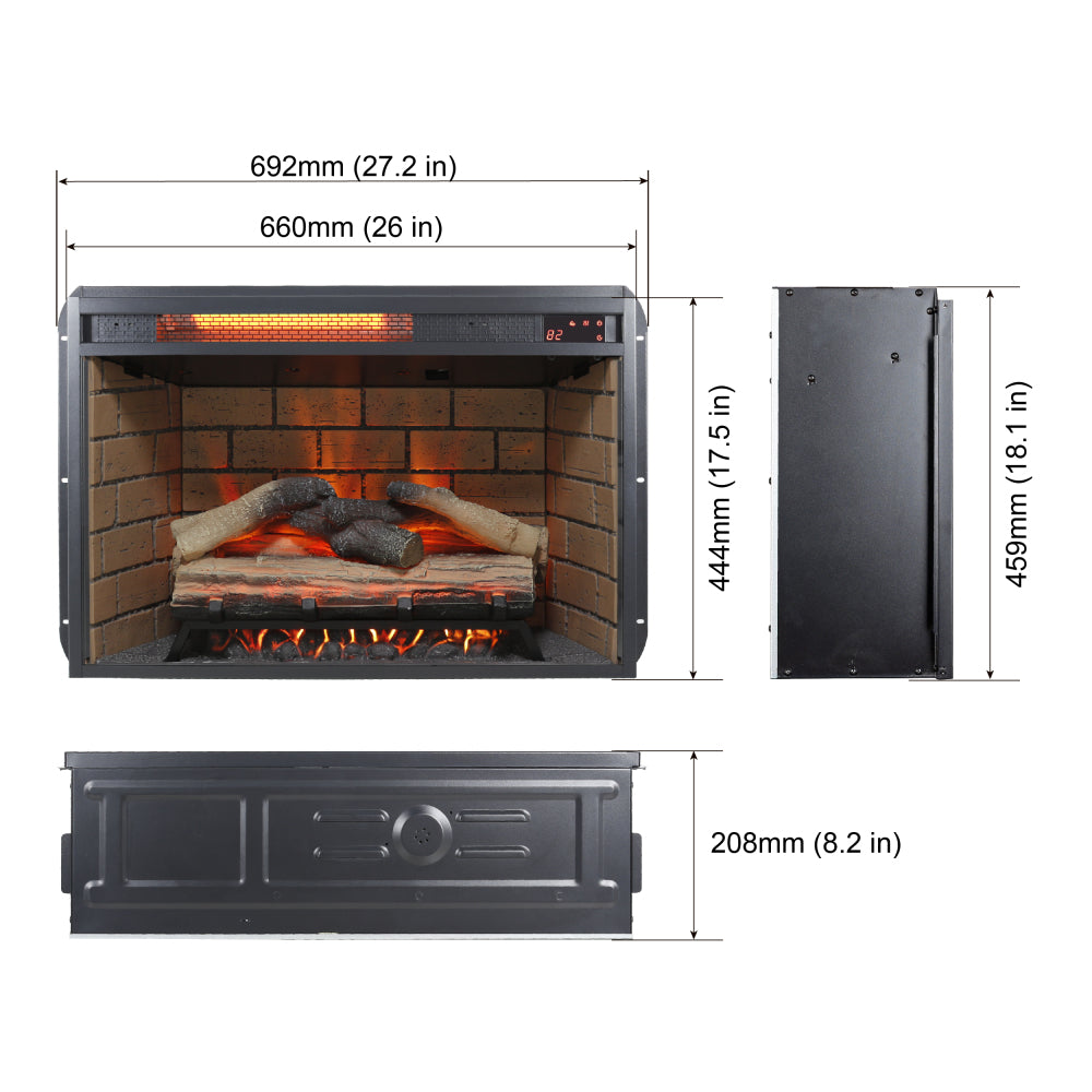 60 Inch Electric Fireplace Entertainment Center With Door Sensor-Dark Rustic Oak