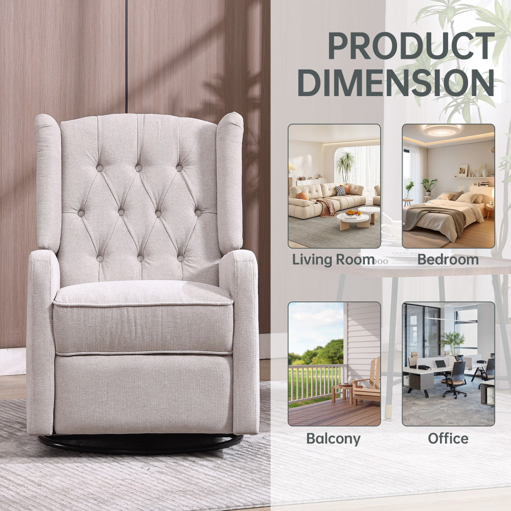 COOLMORE Rocking Recliner Chair,360 Degree Swivel Nursery Rocking Chair,Glider Chair,Modern Small Rocking Swivel Recliner Chair for Bedroom,Living Room Chair Home Theater Seat (Beige)