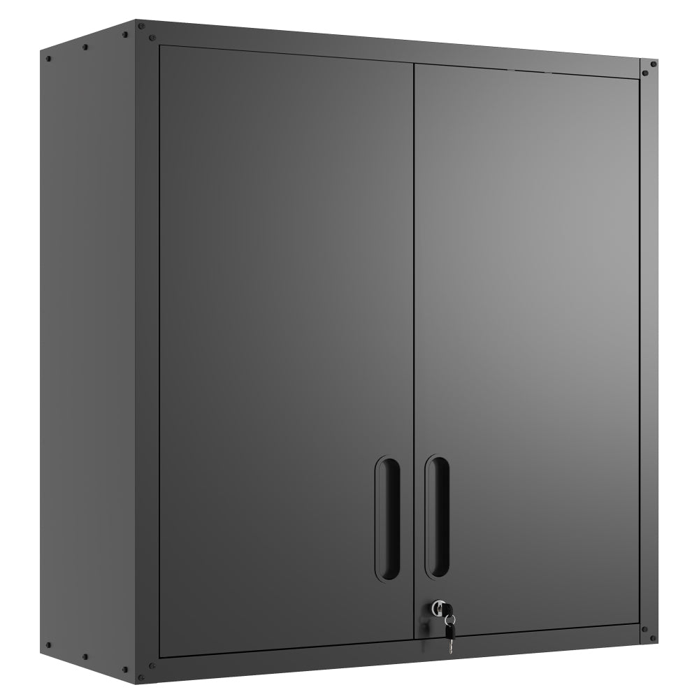 Sturdy and Durable Metal Tool Cabinet for Garage with Wheels - Mobile Heavy-Duty Storage Cabinet with 1 Drawer and 2 Locking Doors, Rolling Tool Storage Cabinet, Black and Gray