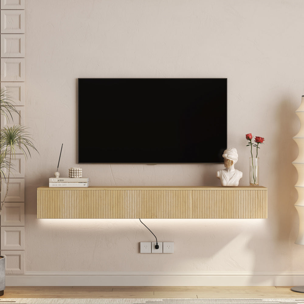 Floating TV Stand Wall Mounted with 16 Color LEDs,63" Modern TV Stand, Floating TV Cabinet Entertainment Center for 55 60 65 Inch TV,Black