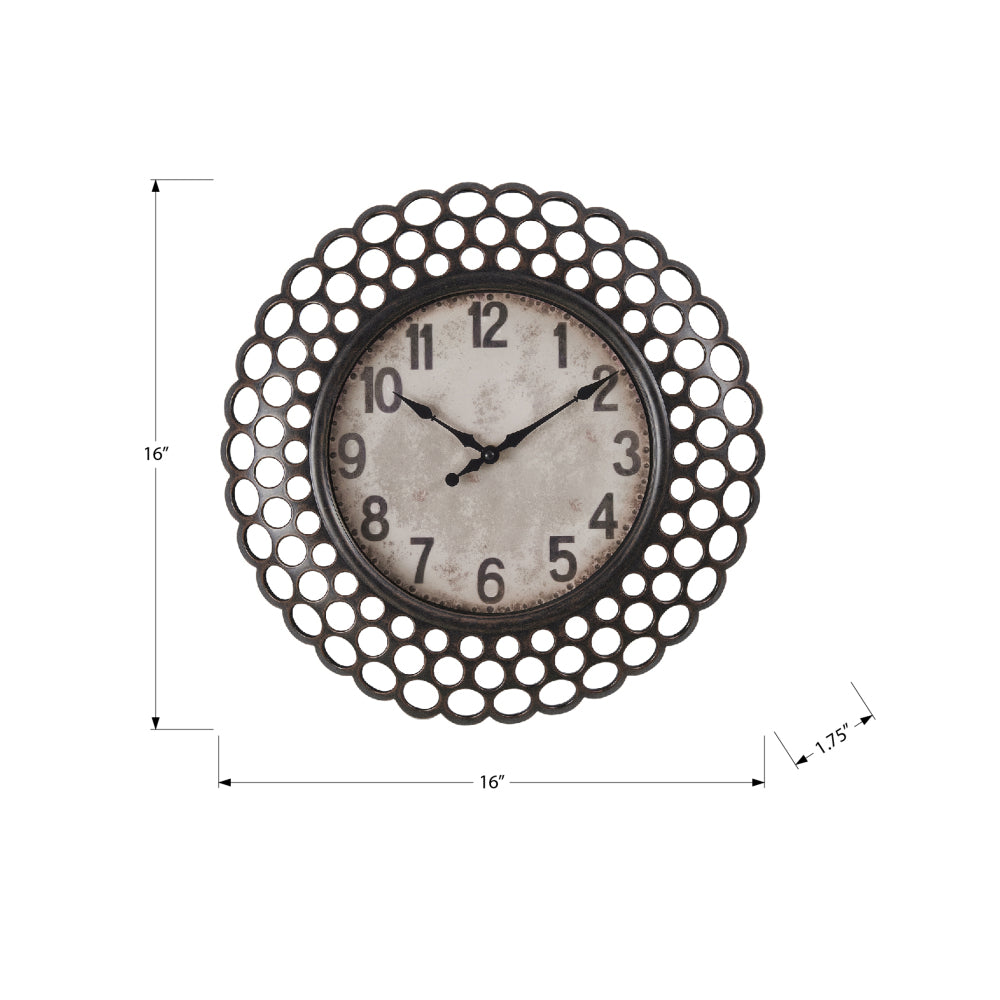 Clocks, 16" Round, Wall Clock, Dark Brown, Transitional