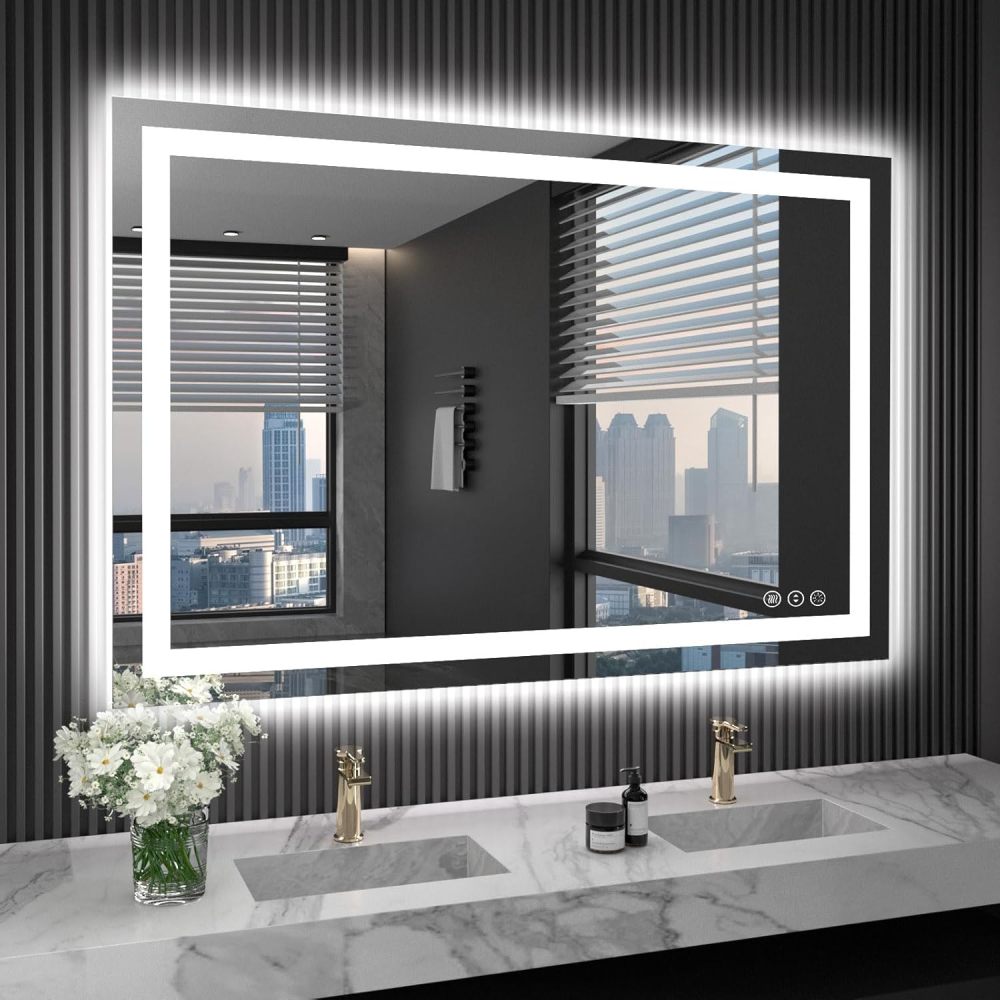32x24 Inch IP54 Waterproof Bathroom Vanity Mirror - Anti-Fog LED, Front/Backlit, Touch Control, High Lumen LED with CRI 95 Mirror, Infinitely Dimmable, Adjustable 3000K/4500K/6000K Color Temperatures