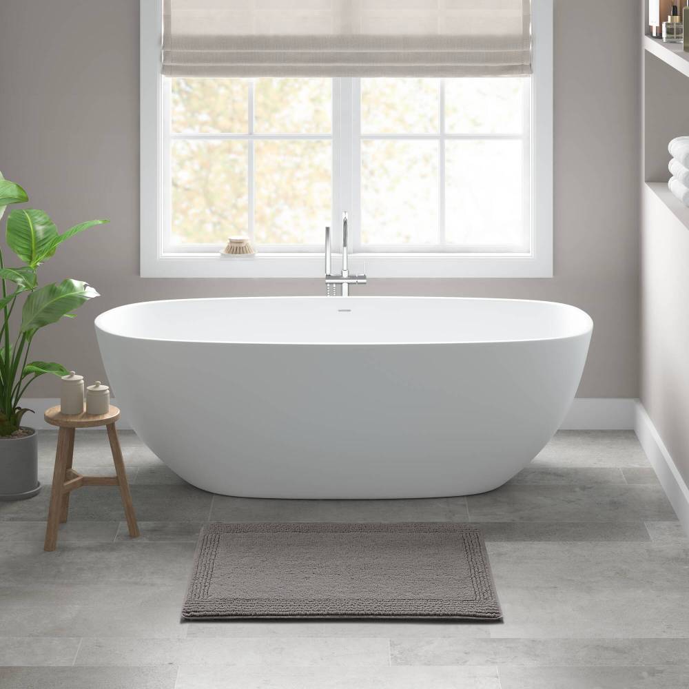 100% Cotton Tufted 3000 GSM Reversible Bath Rug Charcoal 21x34"