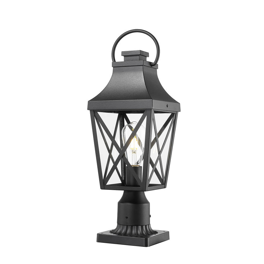 Outdoor Post Light,Lamp Post Light Fixture,Post Lantern with Pier Mount Base,Textured Black,21.3in,Suitable for Gardens, Yards or Entrances (2 pack)