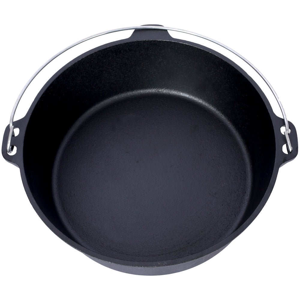 Pre-Seasoned Cast Iron Dutch Oven With Skillet Lid, Outdoor Camping Deep Pot for Camping Fireplace Cooking BBQ Baking Campfire, With Iron Pot Rack, 8 Quart