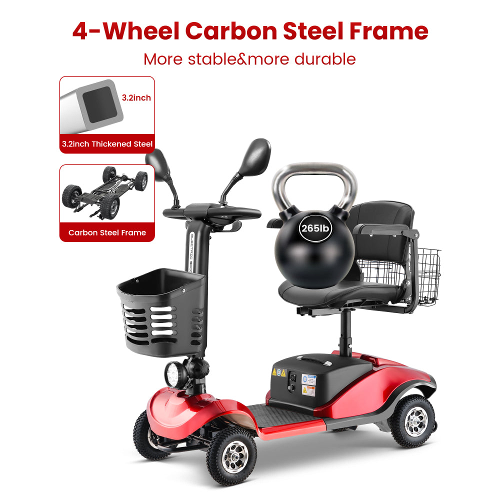 Folding Mobility Scooter for Adult - HEINSY Powered Mobility Scooter All Terrain Motorized Scooter Collapsible with 350W Motor, 12V20AH Dual Lead-Acid Batteries, Ideal for Elderly, Seniors, and Adults