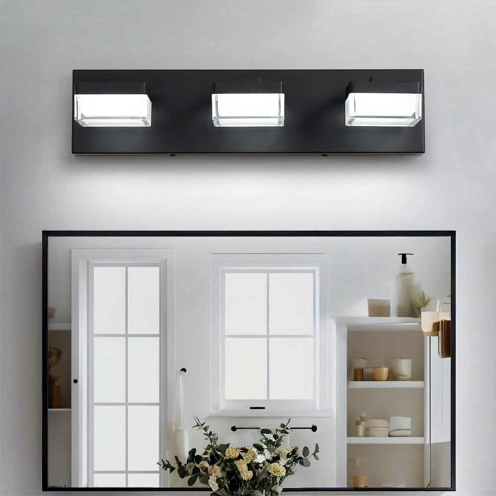 (Same as W1340110609/L2015) Modern 6-Light Black LED Vanity Mirror Light Fixture For Bathrooms And Makeup Tables