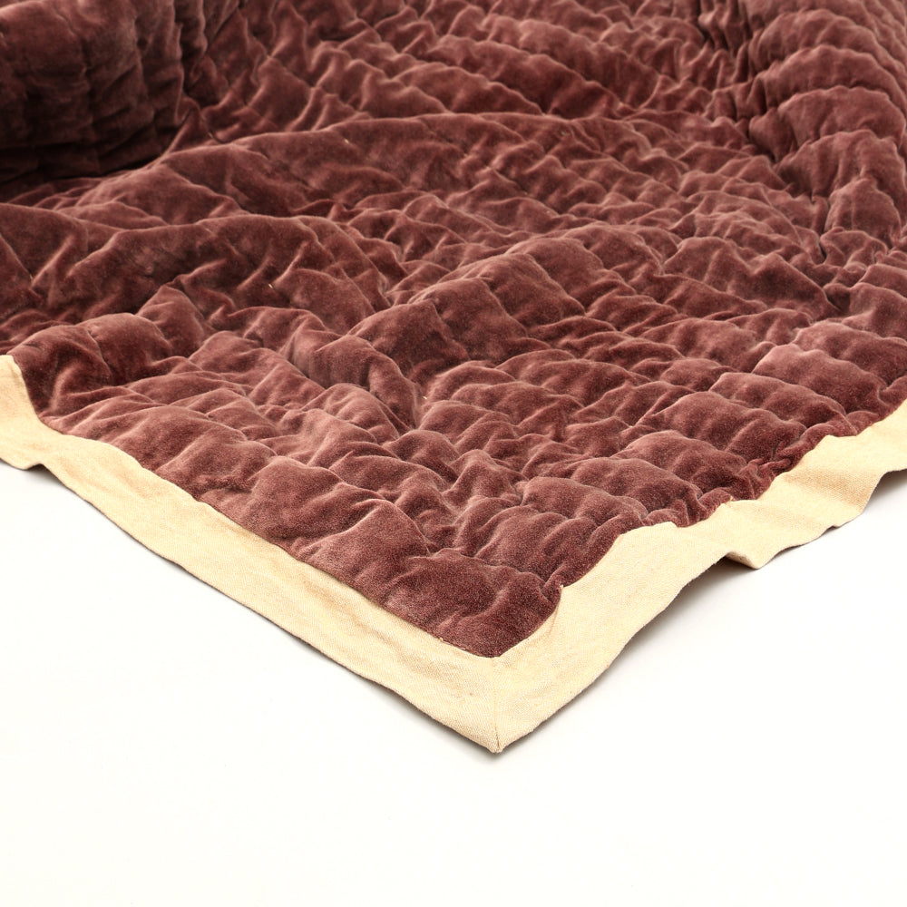 Cotton Velvet Stonewashed Hand Quilted Bedspread with Flanges-88X92"