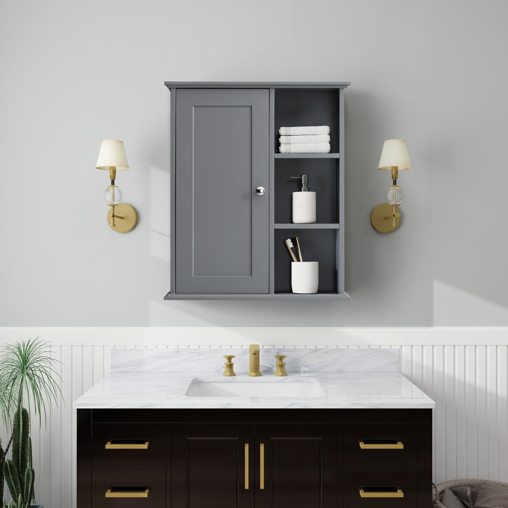 23.6" Grey Bathroom Wall Cabinet