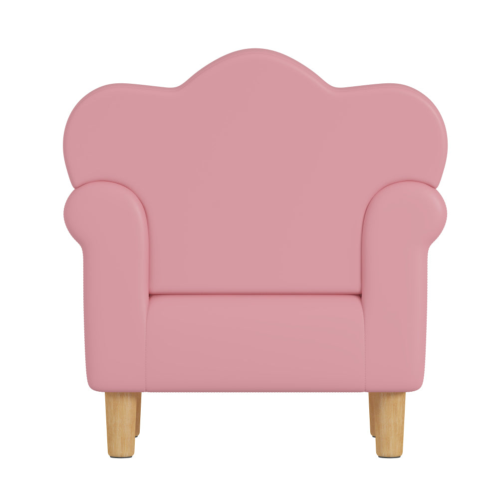 Upholstered Kids Sofa, Princess Armchair for Children, Petal Shape Toddler Sofa Chair for Playroom, Children's Bedroom, Pink+White