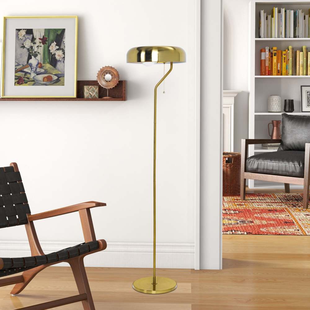 Tall Corner Floor Lamp for Living Room, Bedroom & Office Space Illumination, Spectra Floor Lamp - Gold outer and White inner 110~120V