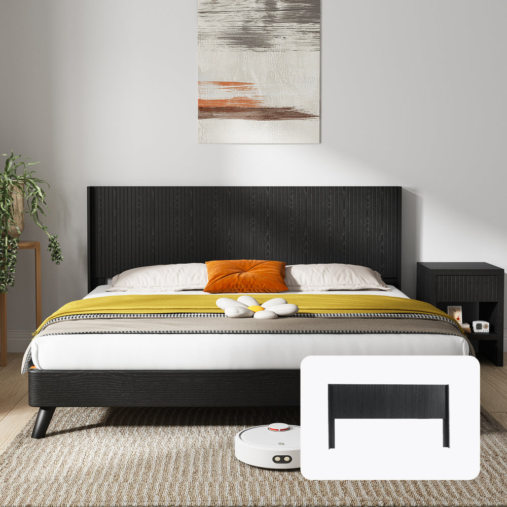 Night Stand with Drawer Storage Fluted Bed Side Table End Table Large Modern Wide Bedside Stand Mid Century Night Stands for Bedroom Living Room Sofa Office, Natural Wood