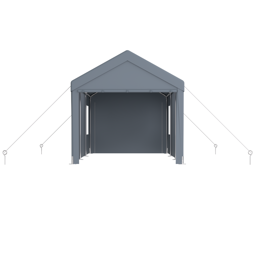 Carport 12' x 20' Portable Garage, Heavy Duty Car Port Canopy with 2 Roll-up Doors & 4 Ventilated Windows for Car, Truck, Boat, Garden Tools,grey