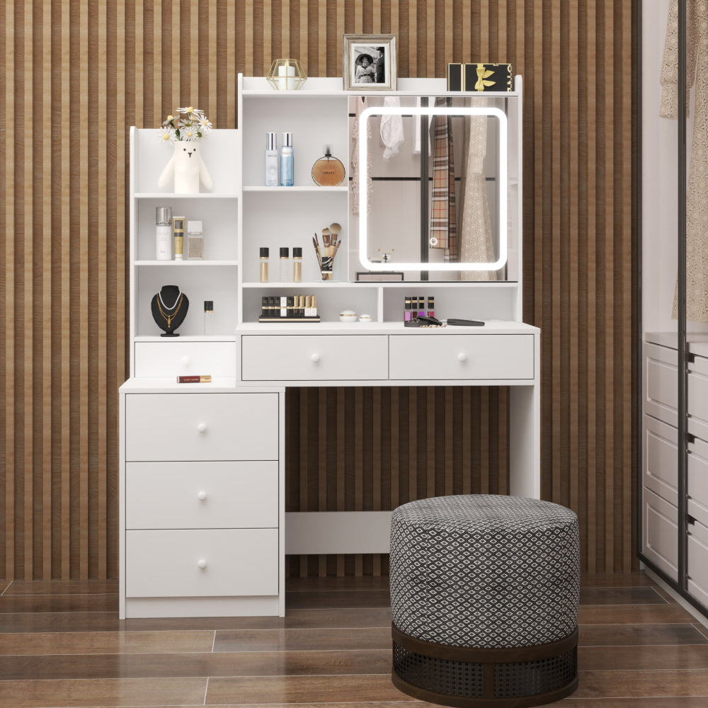 Pink modern simple hair desk, multi-layer storage space