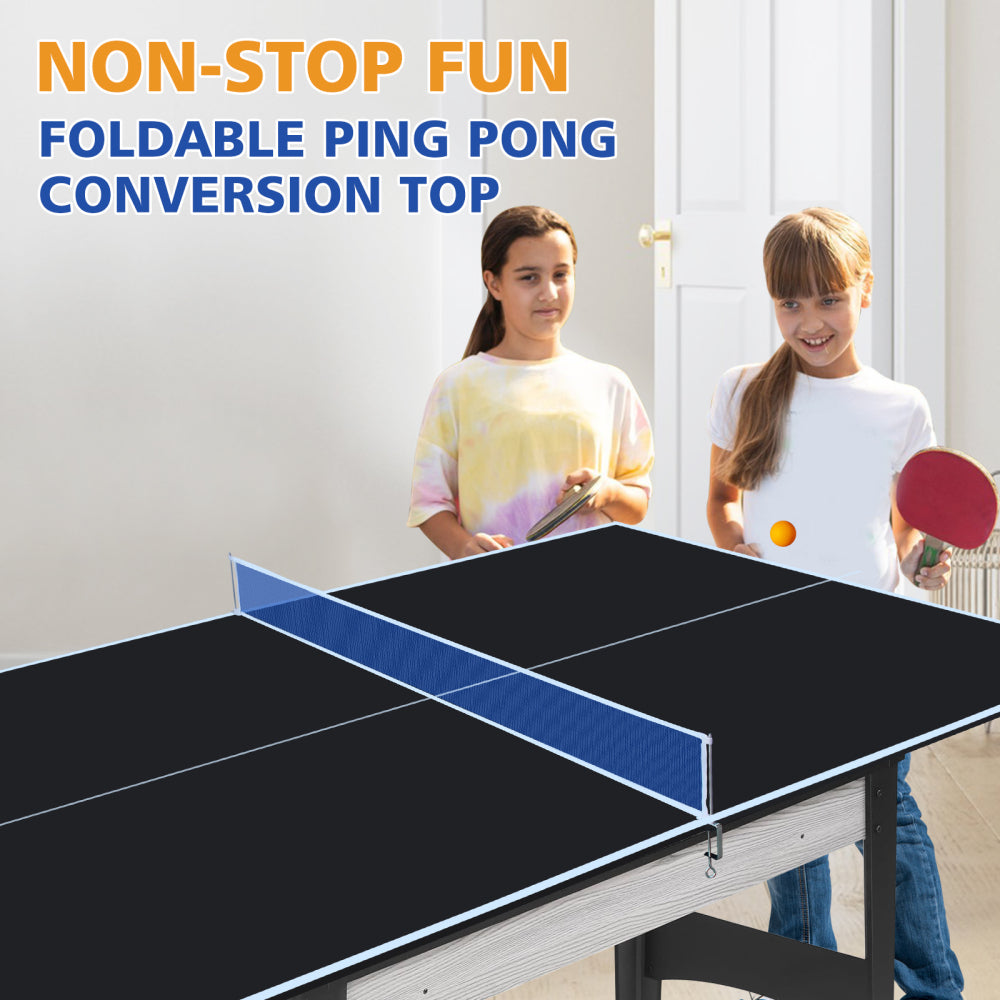 6*3ft Black Mid-Size Ping Pong Conversion Top Foldable & Portable Table Tennis Table Top for Indoor Games