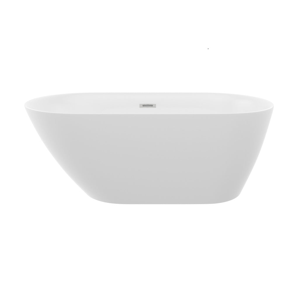 60" Acrylic Alcove Soaking Bathtub with Skirt - Glossy White, Back-to-Wall Design, Chrome Hand-Twist Drain