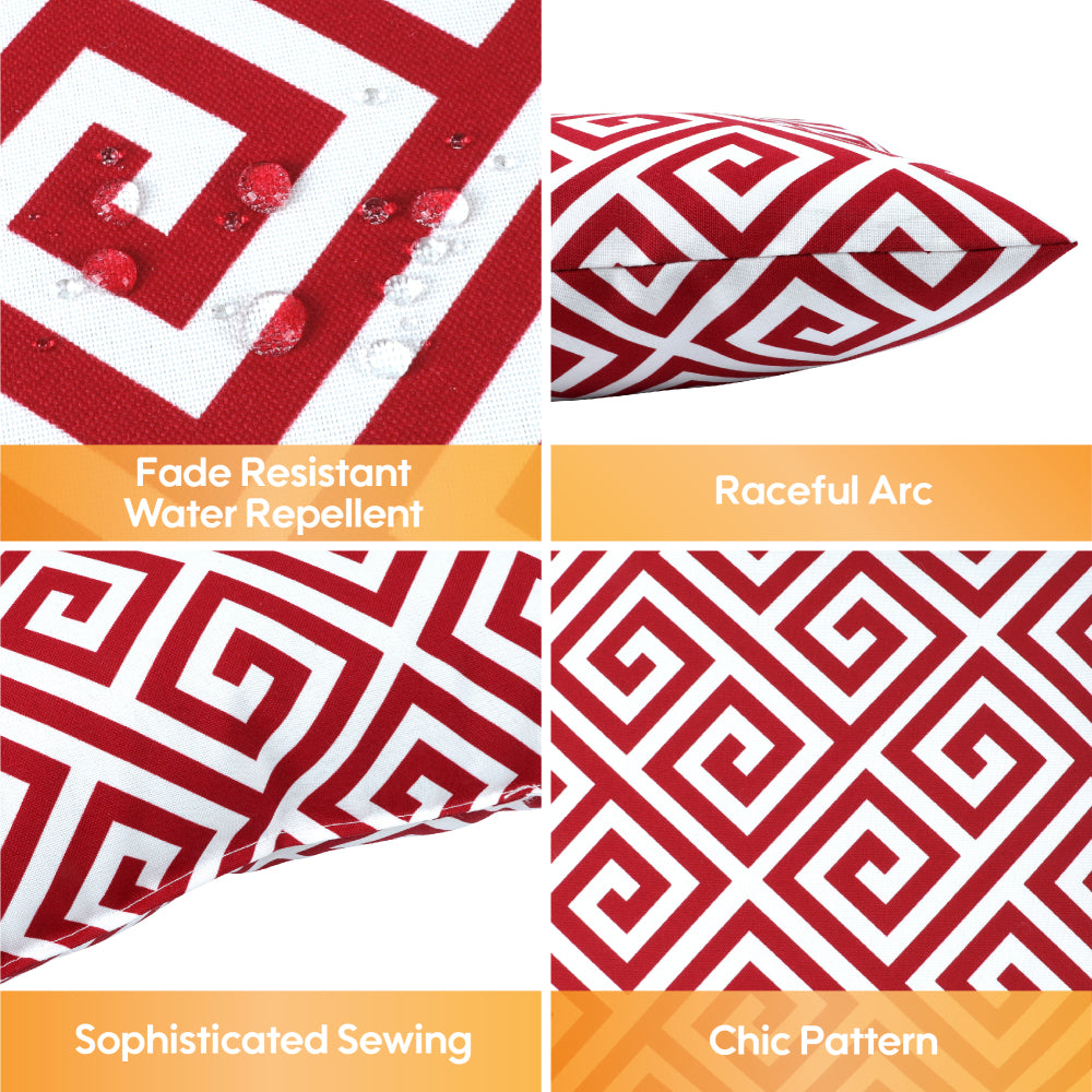 2 Pack Outdoor Throw Pillows, Waterproof & Fade-Resistant Patio Cushions for Garden, Porch, Poolside Furniture - Soft & Comfortable Decorative Pillow Covers (18x18 Inch, RED)