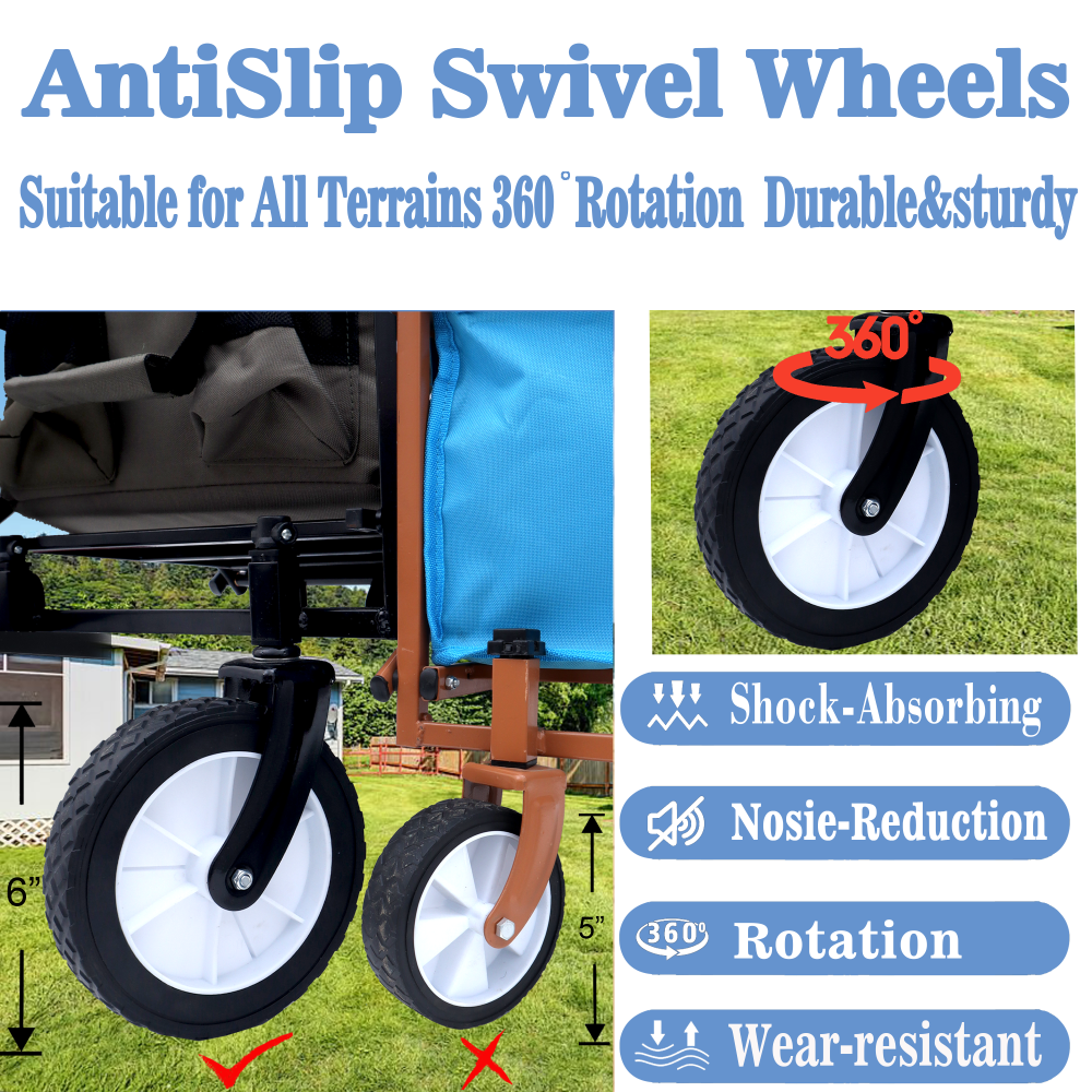 Minimeetall Strap Collapsible Foldable Wagon Cart with strapping system, Beach Wagon , Utility Cart , Utility Wagon Grocery Cart for Camping Shopping Sports Gardeing Fishing Supports 225lbs black