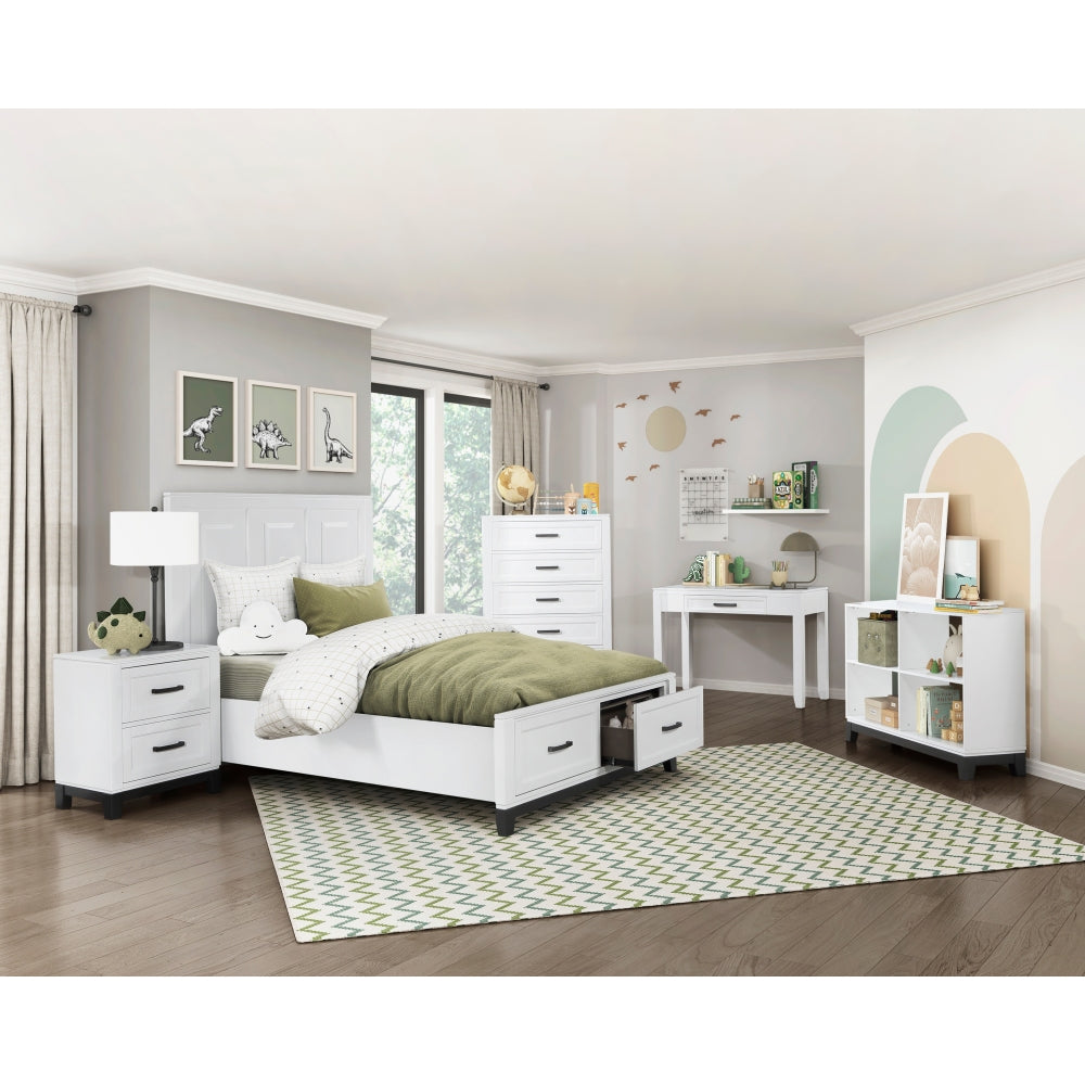 White Finish 6-Shelf Bookcase Wooden Furniture 1pc