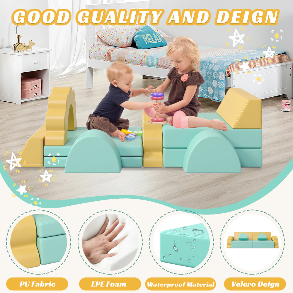 10PCS Kids Couch for Playroom, Baby Climbing and Crawl Foam Play Set, Foam Climbing Blocks Convertible Sofa ,Kids Play Couch, Indoor Climbing Structure for Toddlers, Infant, Kids, Pre-school