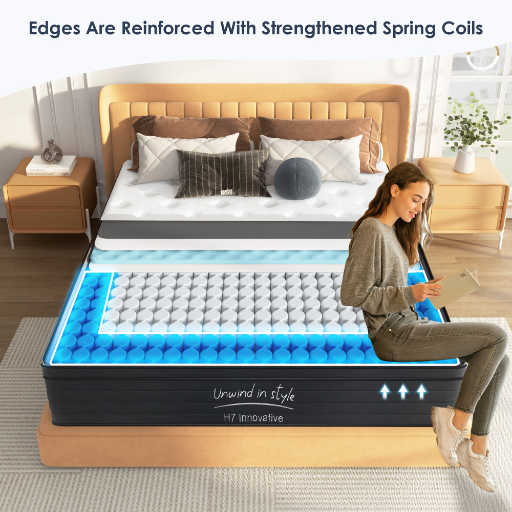 Twin Size Mattress,8 Inch Hybrid Mattress, Individually Pocketed Innerspring, Medium Firm
