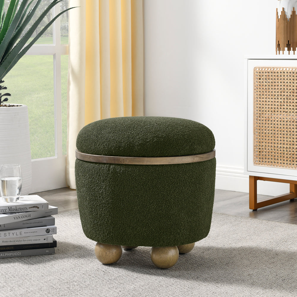 Storage Ottoman Bench, Upholstered End of Bed Ottoman Bench with Storage and Seating, Large Blanket Storage Bench for Foot Rest in Bedroom, Living Room, Entryway, Dark green