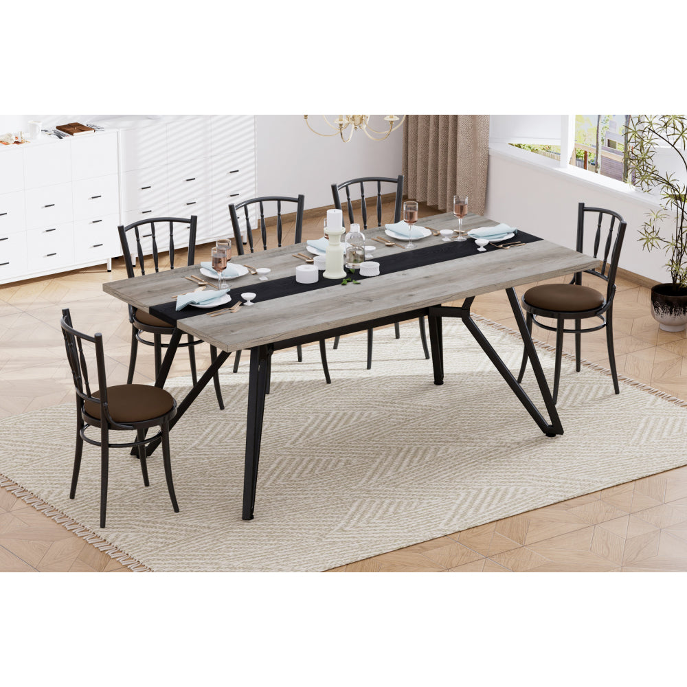 70.9"Rectangular Large Dining Table, Waterproof Large Desk for 8 People, Deluxe Family Dining Table with Adjustable Legs for Kitchen,Living Room,Office, Gray,70.9''W x 35.4''D x 30.0''H