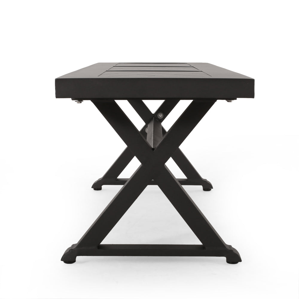 Outdoor Dining Bench, Antique Matte Black