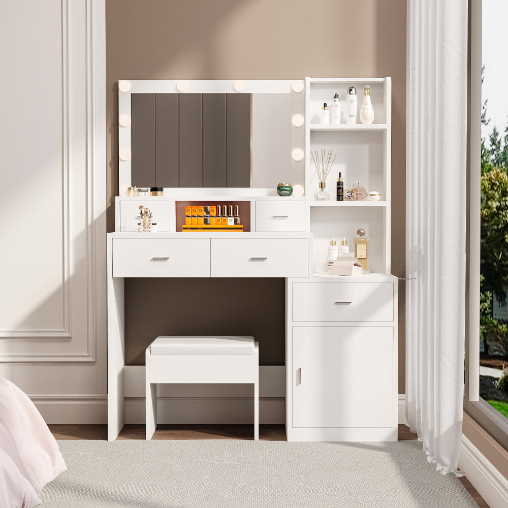Newly designed smart mirror dressing table with drawers and storage cabinet, dressing table with dressing pad for bedroom, dressing room