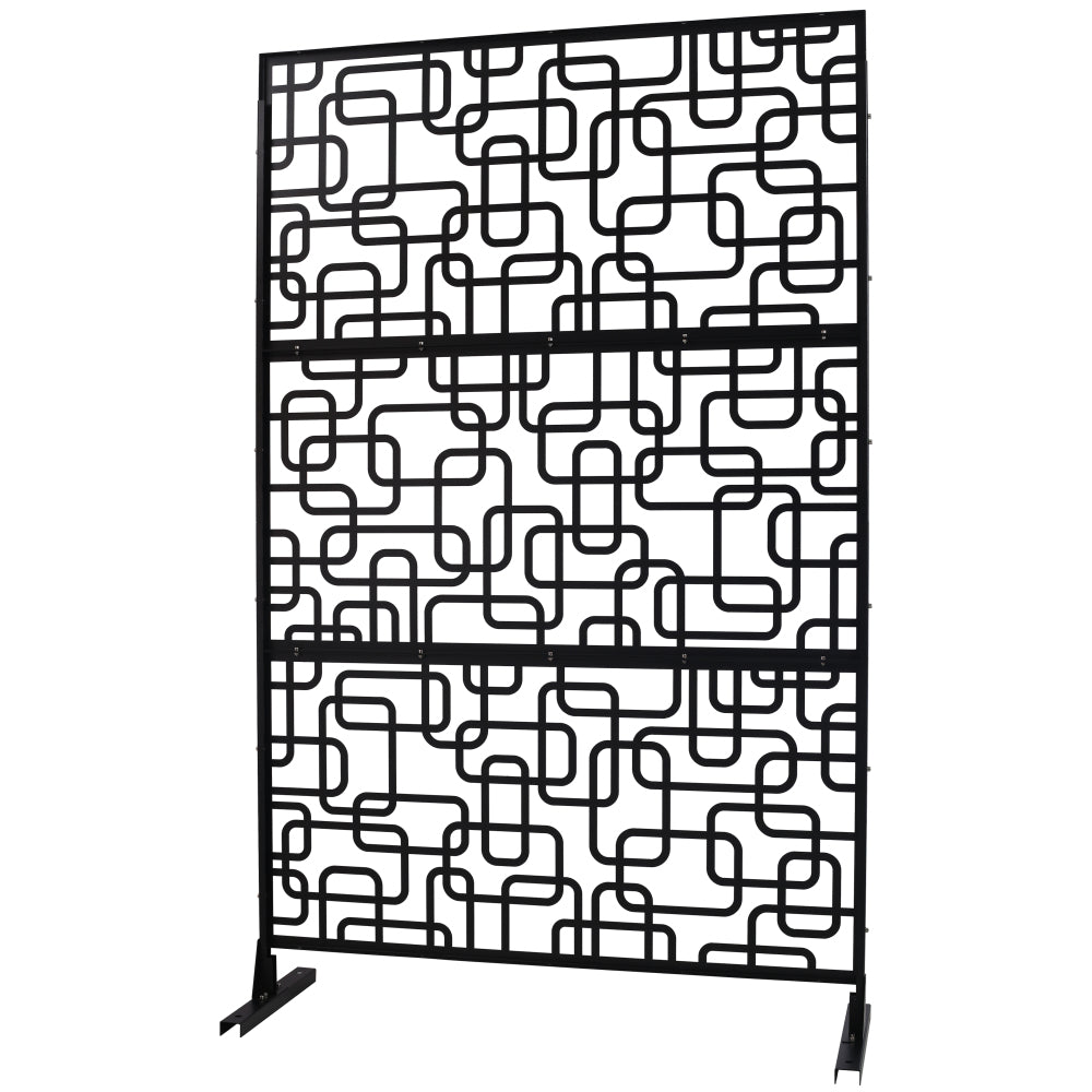 Outdoor & Indoor Privacy Screen Metal Privacy Screen 76" H×48" W, Freestanding Decorative Privacy Screen for Deck Balcony Patio, Privacy Fence Panels for Outside Lawn Garden PS114 BLACK, LIGHT