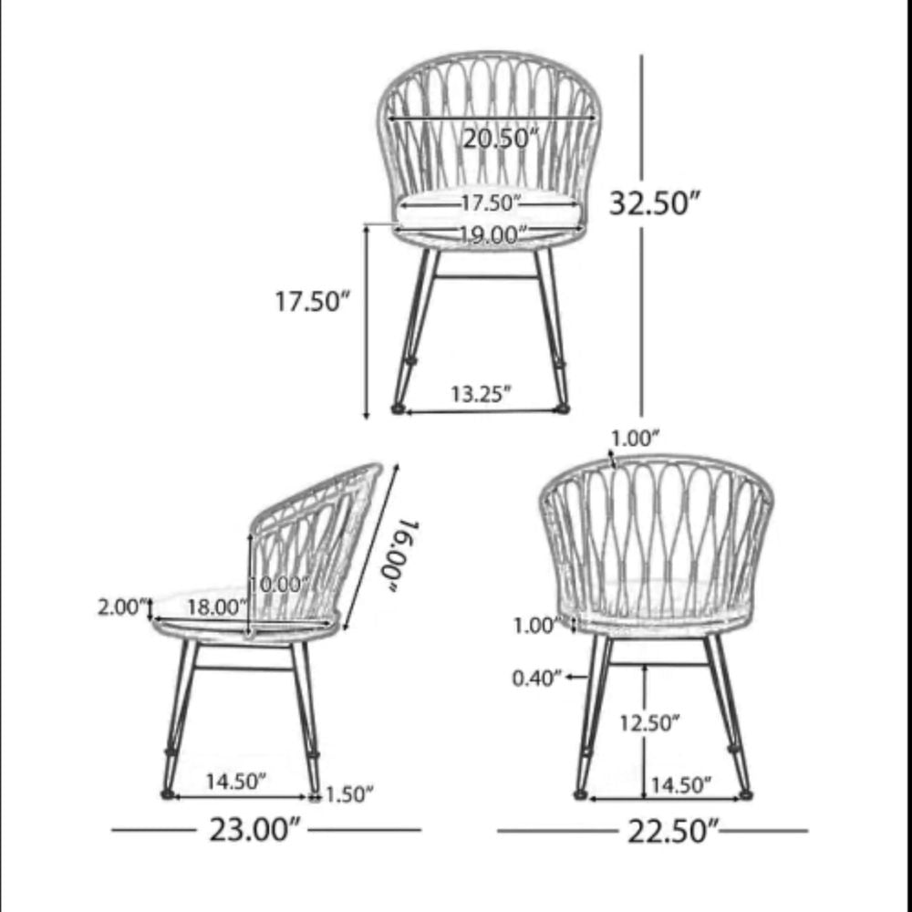 TAVON CHAIR,2PCS with 2 Cushions,Gray