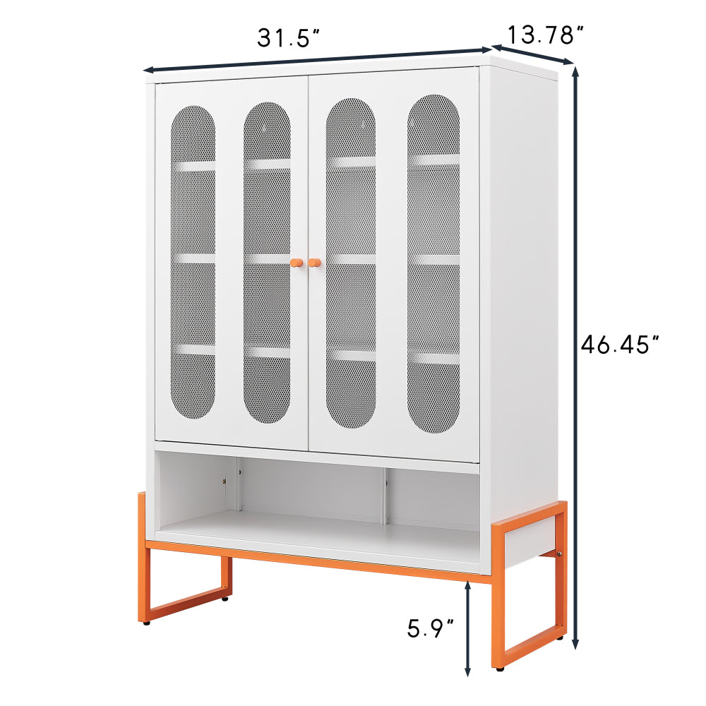 Modern minimalist double door shoe cabinet with adjustable mesh doors and high foot hollow storage cabinet bottom, compatible with robotic vacuum cleaners