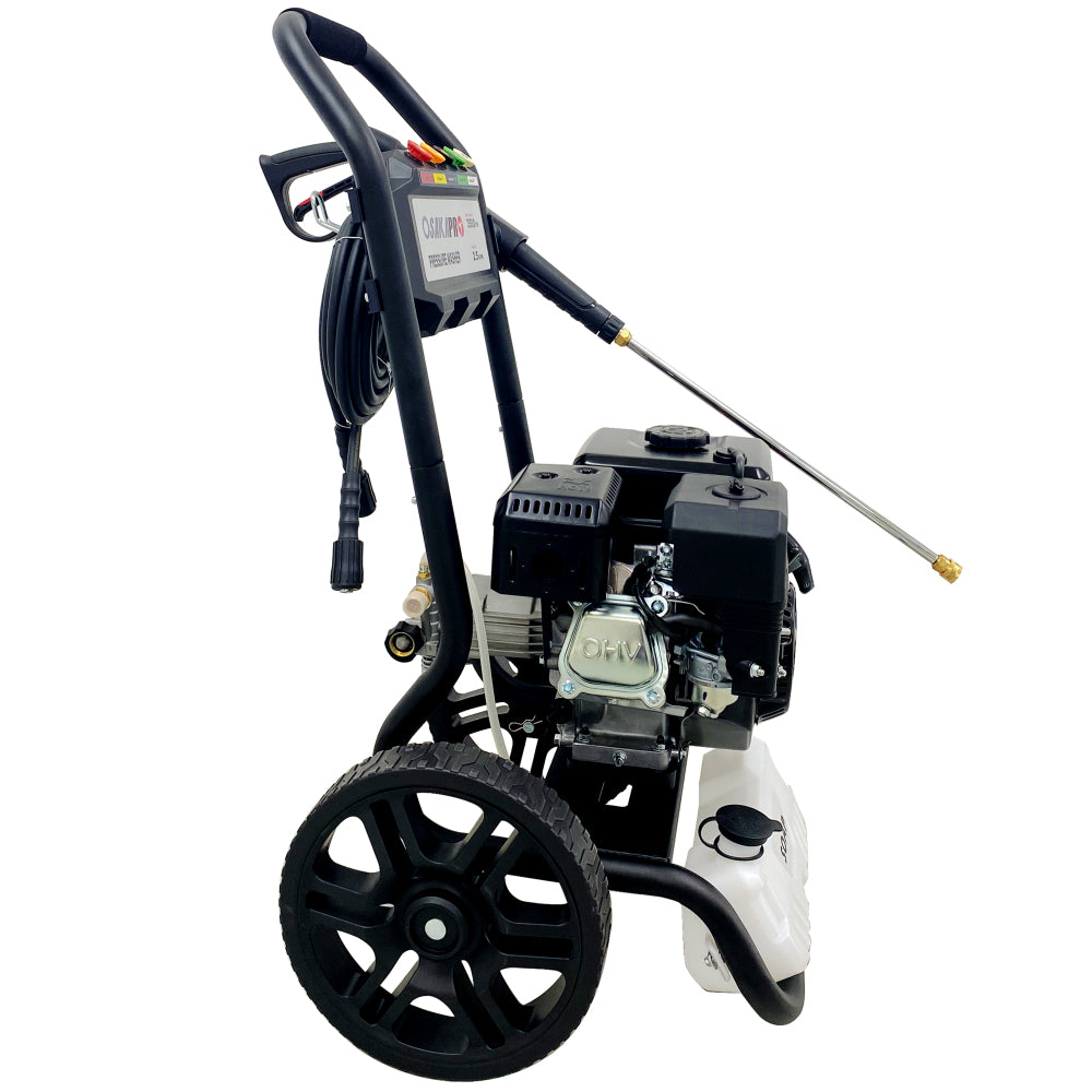 3500PSI Gas Pressure Washer, 2.5GPM Gas Powered High Pressure Washer with 212CC RATO Engine, 5PCS Adjustable Nozzles, Onboard Soap Tank, Spray Gun and Wand, Multi use. Black Color