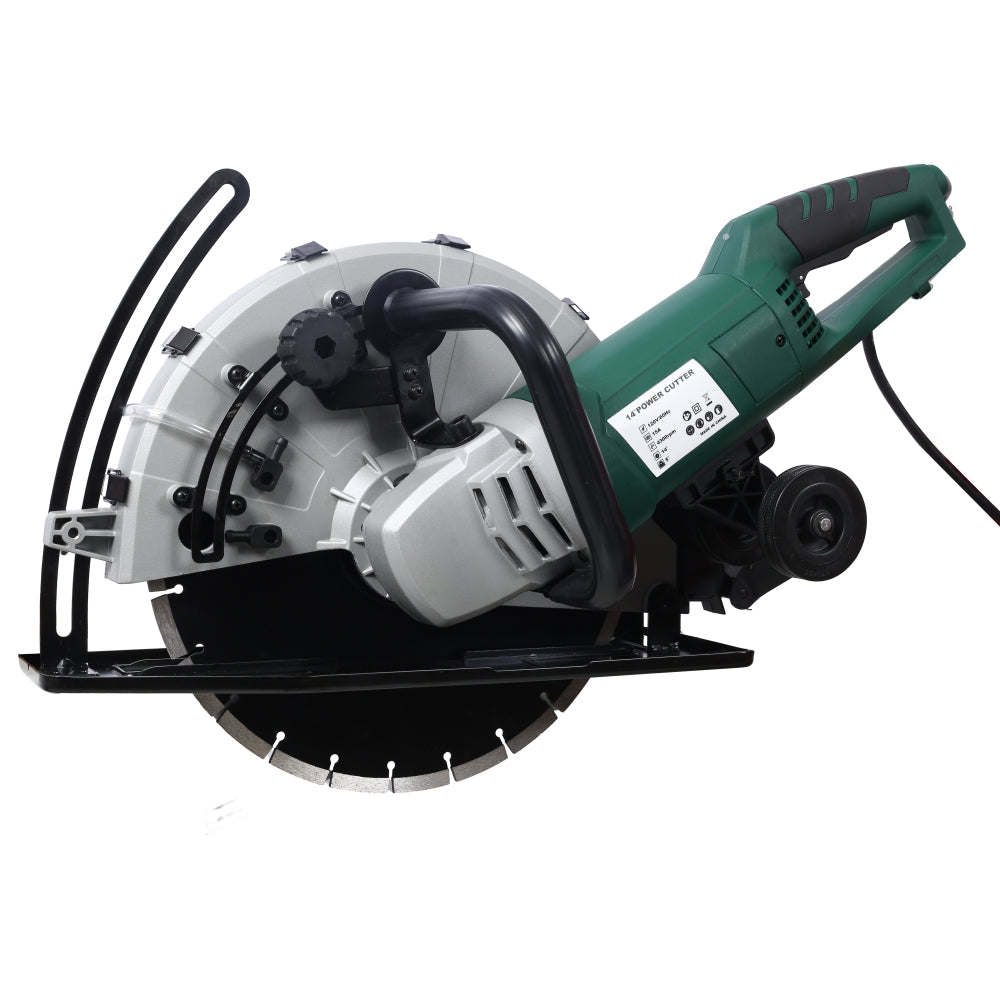 Portable 14" Wet/Dry Electric Corded Circular Concrete Saw/Power Angle Cutter 2600W w/Water Line & Guide Roller (With Blade)ETL certificate.