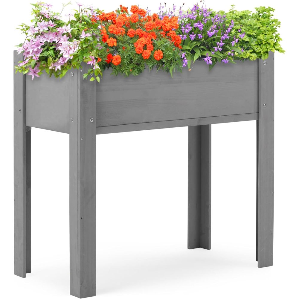 48x24x30 inch Raised Garden Bed with Legs, Elevated Wooden Planter Box for Outdoor Plants Flowers Fruits Vegetable Herb Growing