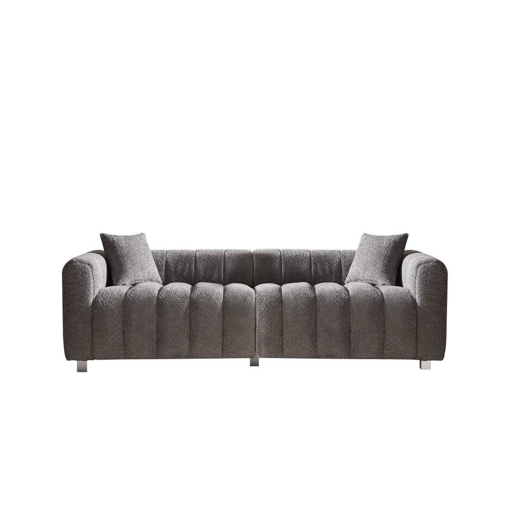 87.4'' Premium Velvet Sofa 3-Seater Loveseat, Modern Bubble Upholstered Couch with Metal Base Legs and 2 Pillows for Living Room, Bedroom.