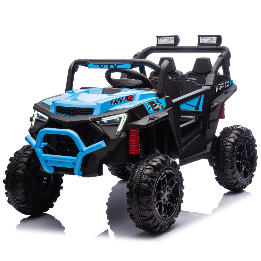 24V 400W Kids Ride On Electric UTV W/Parents Remote Control,Four-Wheel Suspension,LED Lights,Portable Handle,Advanced center panel with USB,MP3,Music,Bluetooth,,Power Display For Kids Aged 3+.