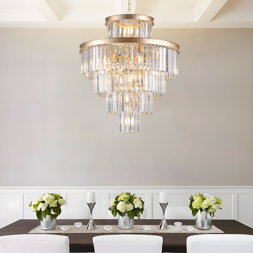 (Same as W1340P188536)Golden Luxury Crystal Chandelier Modern Chandeliers Lights Fixture Hanging Pendant Light Fixture for Dining Room Bedroom Living Room Dia 23.6 Inch-Gold